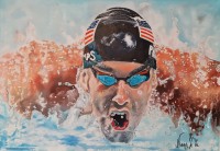 Michael Phelps úszó világbajnokot ábrázoló festmény. 100x70cm